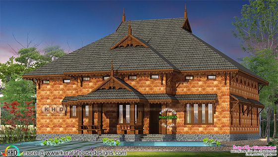 Kerala laterite stone traditional house plan