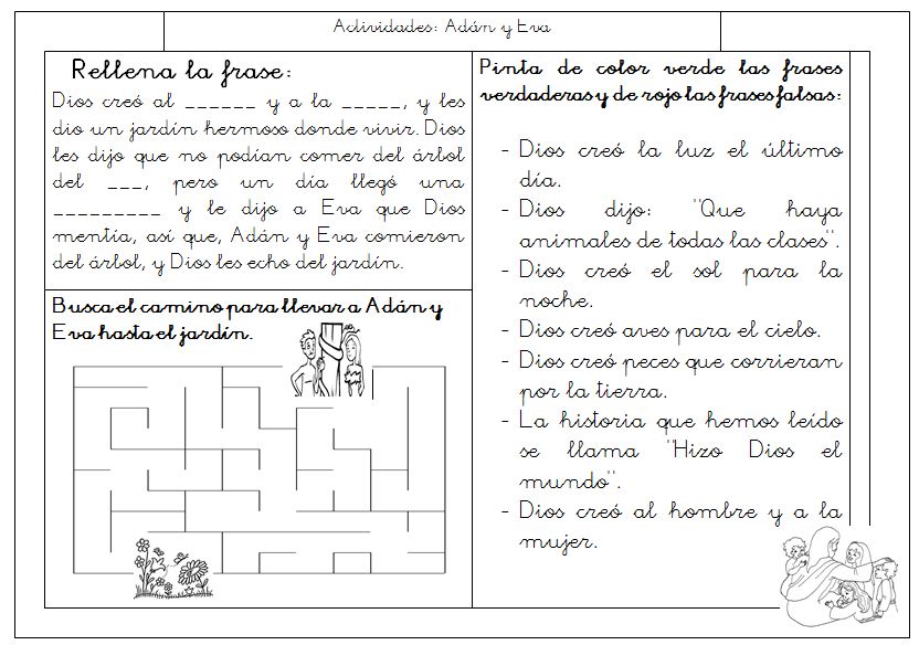Actividades: Adán y Eva