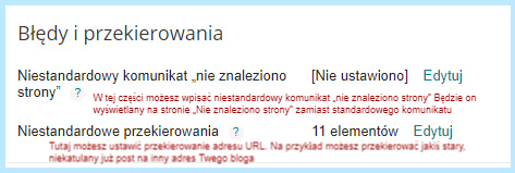 Blogger: Błędy i przekierowania.