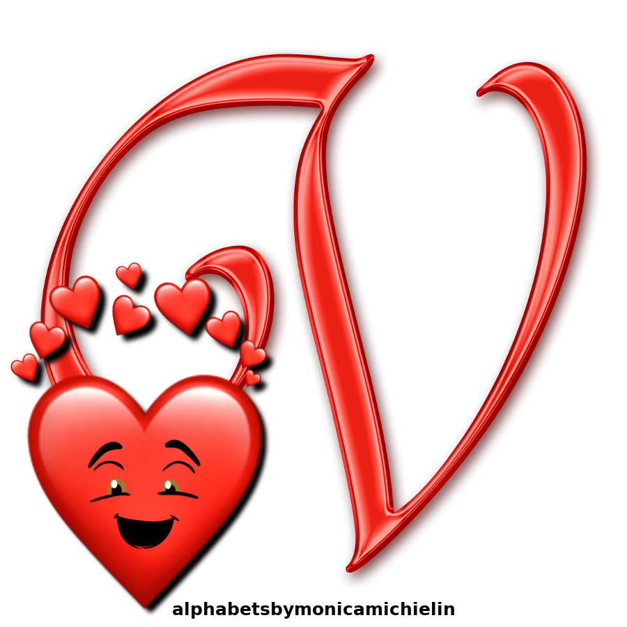 Monica Michielin Alphabets Red Hearts Love Smile Emoji Emoticon