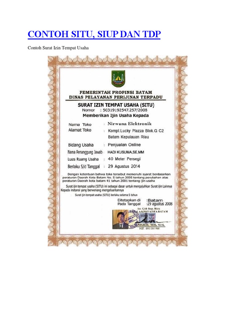 Contoh Surat Situ Wood Scribd Indo