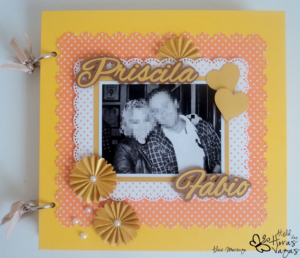 livro de mensagens personalizado casamento amarelo laranja dourado casal foto