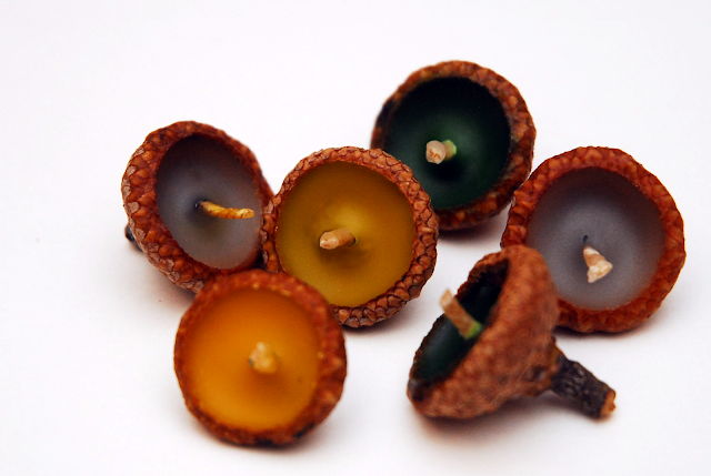 Image shows several small, acorn cap candles