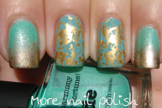 Jade and gold - gradient and foils ~ More Nail Polish