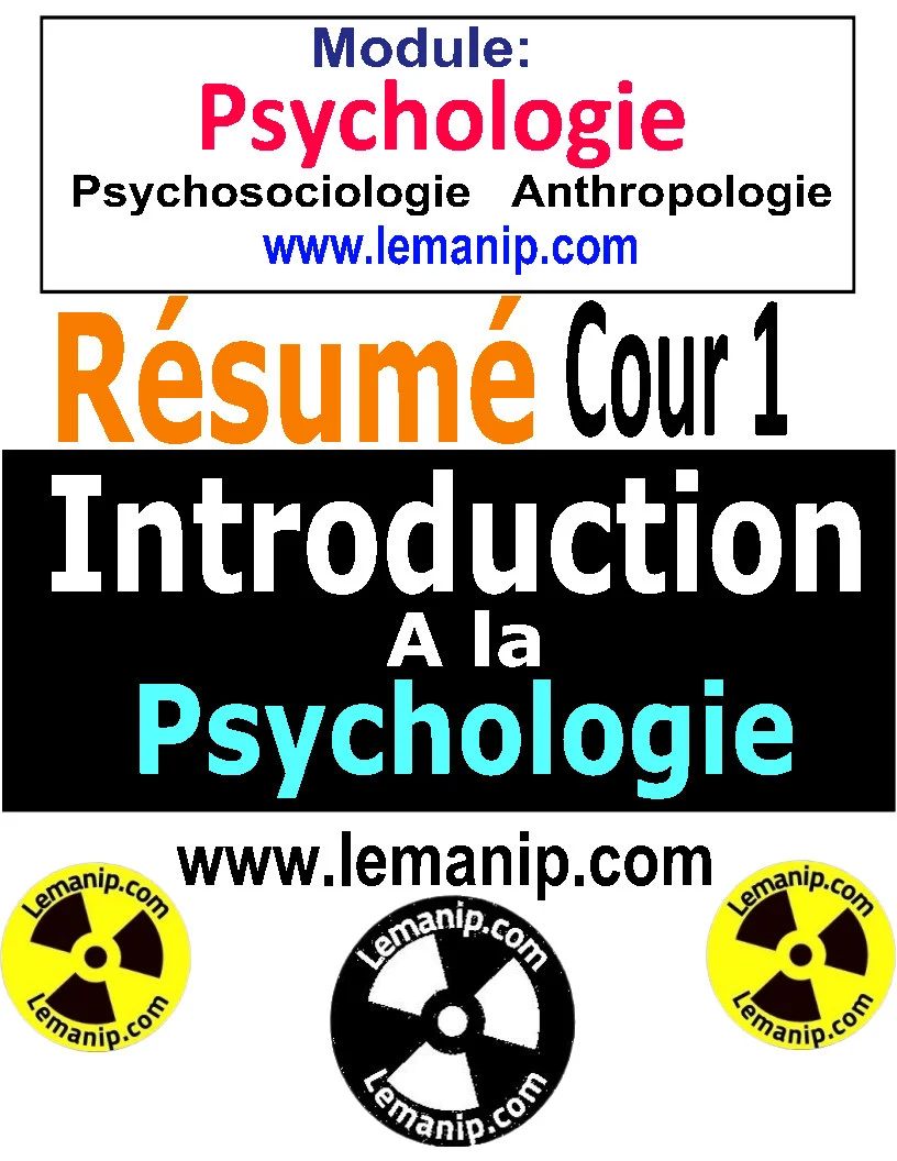 Résumé Du Cours 1 Du Psychologie Psychosociologie Anthropologie