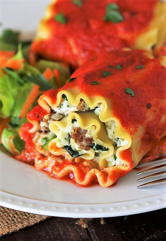 Spinach Lasagna RollUps with Sausage The Kitchen is My Playground