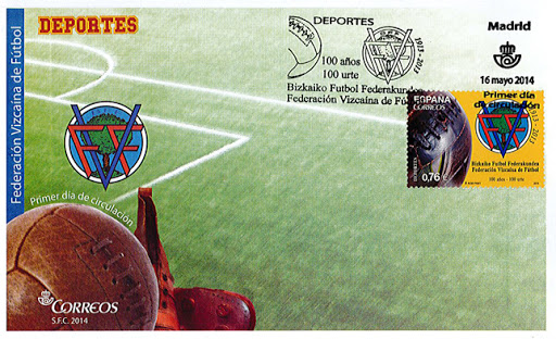 Spainfilatelia: REINADO DE JUAN CARLOS I. AÑO 2014 - Deportes. Federación Vizcaína de Fútbol.