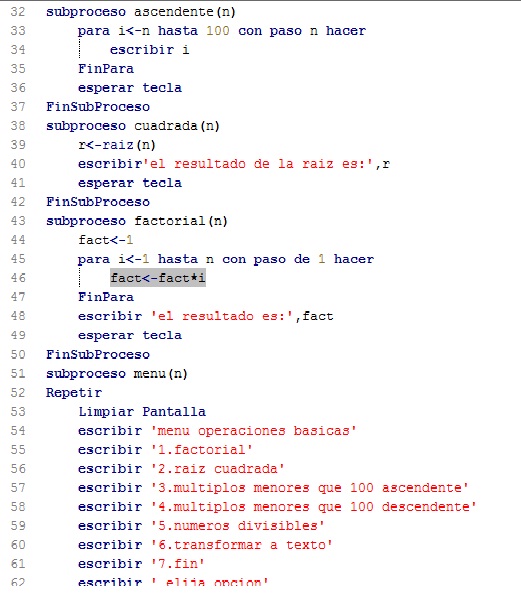 Programación Básica con Pseint: Ejemplos con Menú