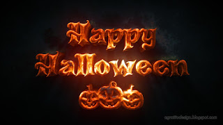 Happy Halloween Text Greeting 3d Gold Orange With Halloween Pumpkin Dark Background
