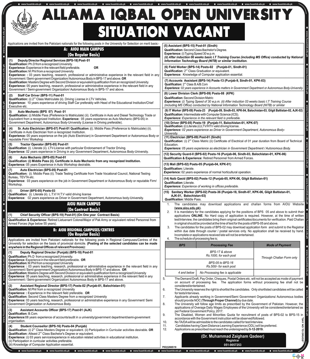 Allama Iqbal Open University Islamabad Jobs SubKuch Web subkuchweb