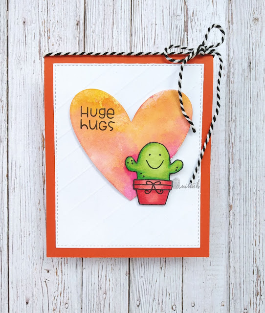paper smooches, CAS card, Everyday cards, distress inks, Copic markers, dry embossing, die cutting, Paper smooches comforting hugs, quillish, cards by Ishani