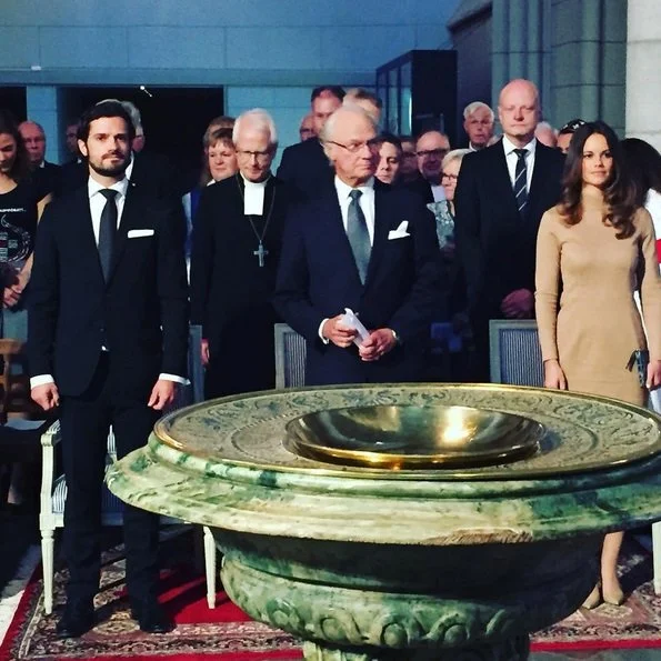 King Carl XVI Gustaf of Sweden, Prince Carl Philip and Princess Sofia of Sweden attended a service at Cathedral of Uppsala in Uppsala