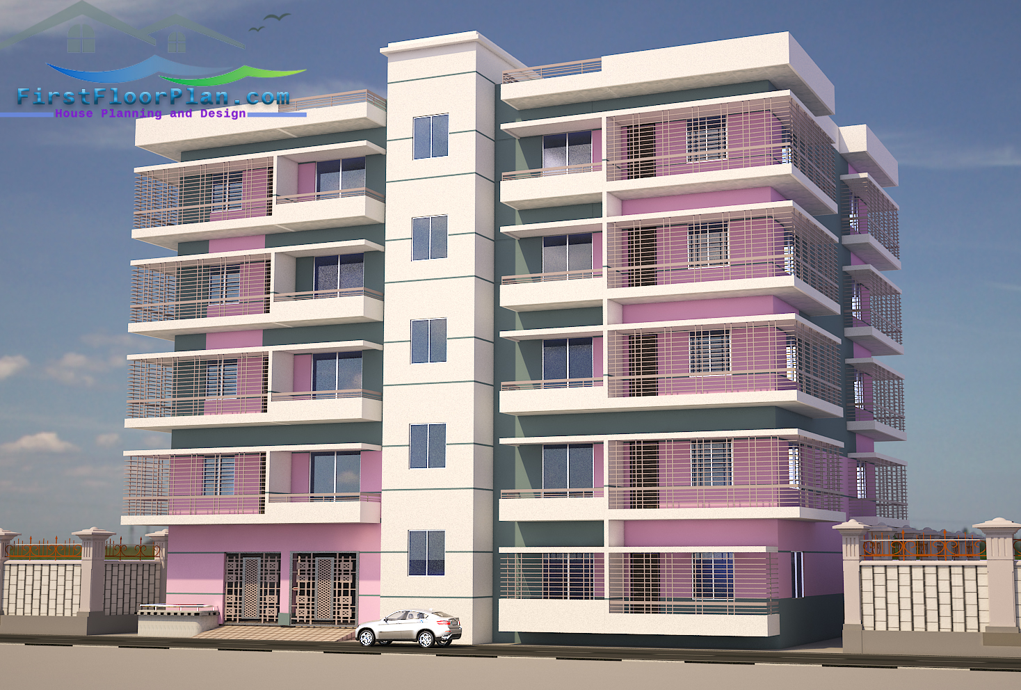 5 storey building design with plan | 3500 SQ FT - First Floor Plan