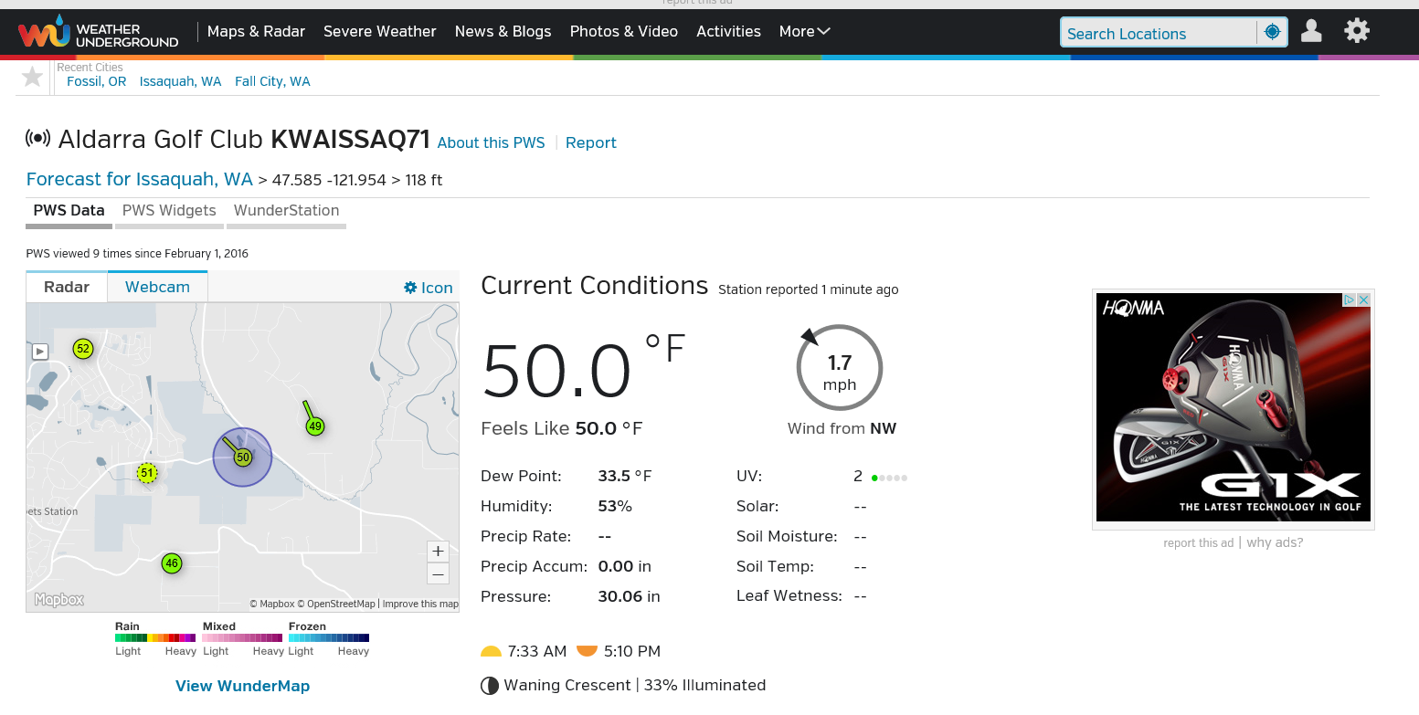 Aldarra Golf Club Weather Station KWAISSAQ71