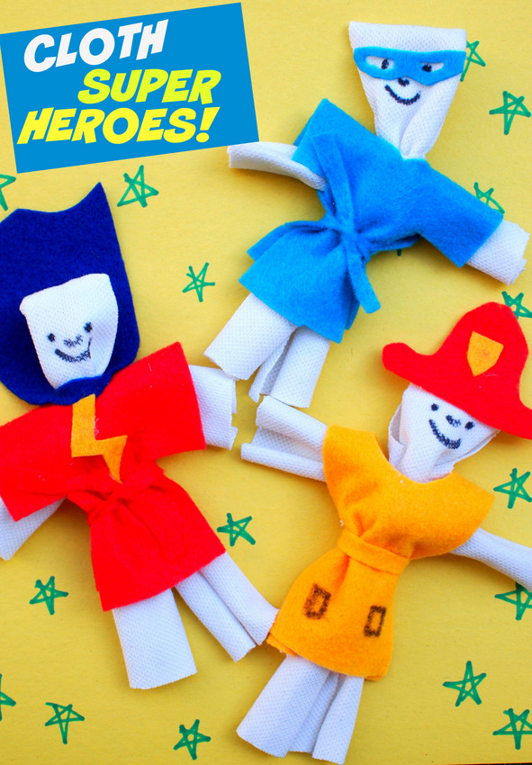 Easy DIY Kids Toy- Make some super hero cloth dolls... out of t-shirts! No sewing required!
