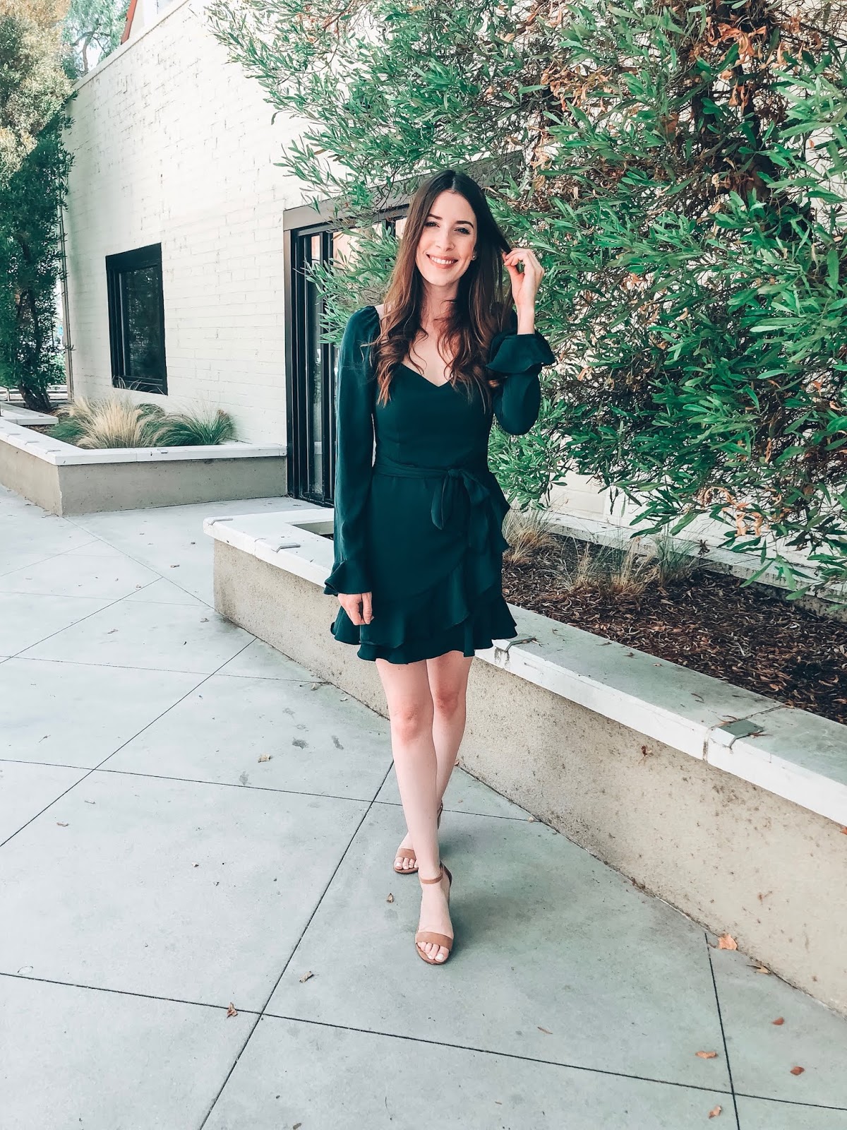 emerald green day dress