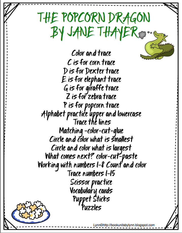 THE POPCORN DRAGON Book Units by Lynn