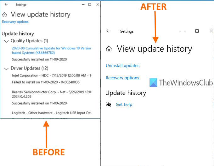 Cách xóa Lịch sử cập nhật Windows trong Windows 11/10