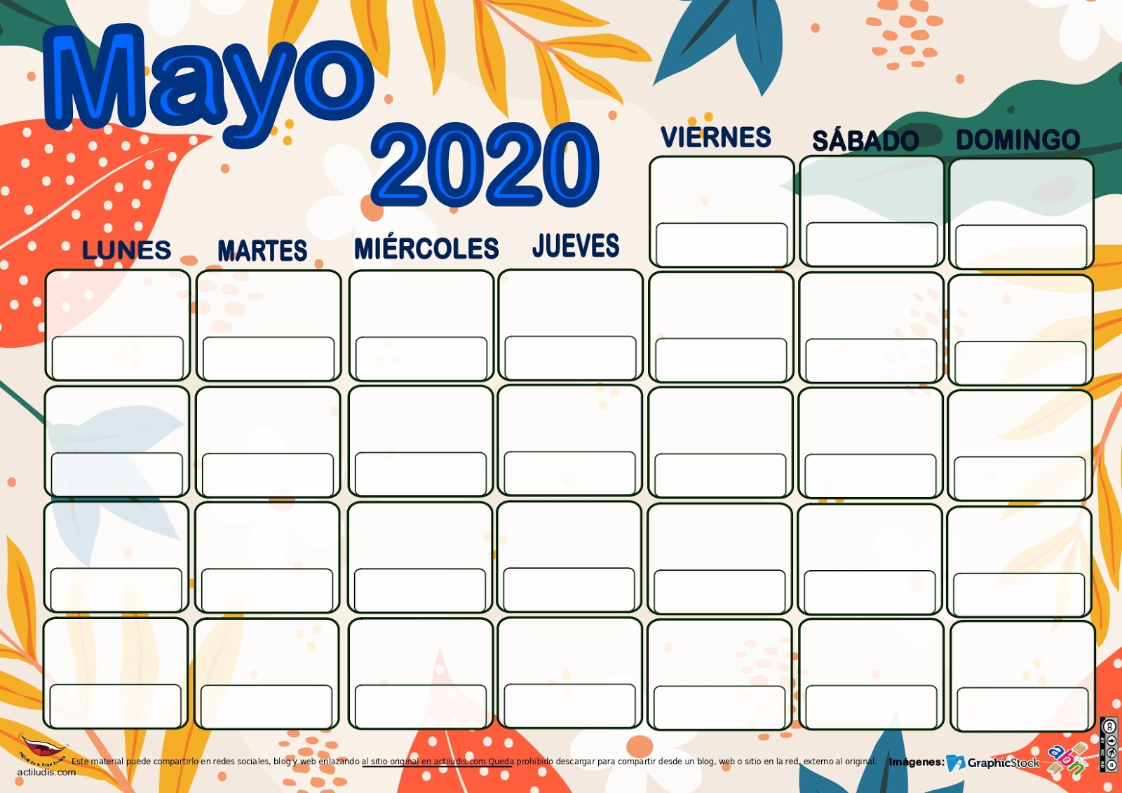 Calendario abril mayo: descarga e imprime