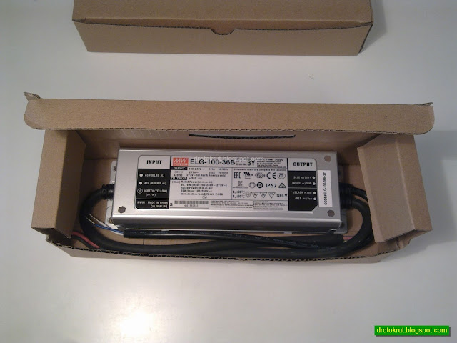 Dimmable AC / DC LED driver Mean Well ELG-100-36B-3Y in a box