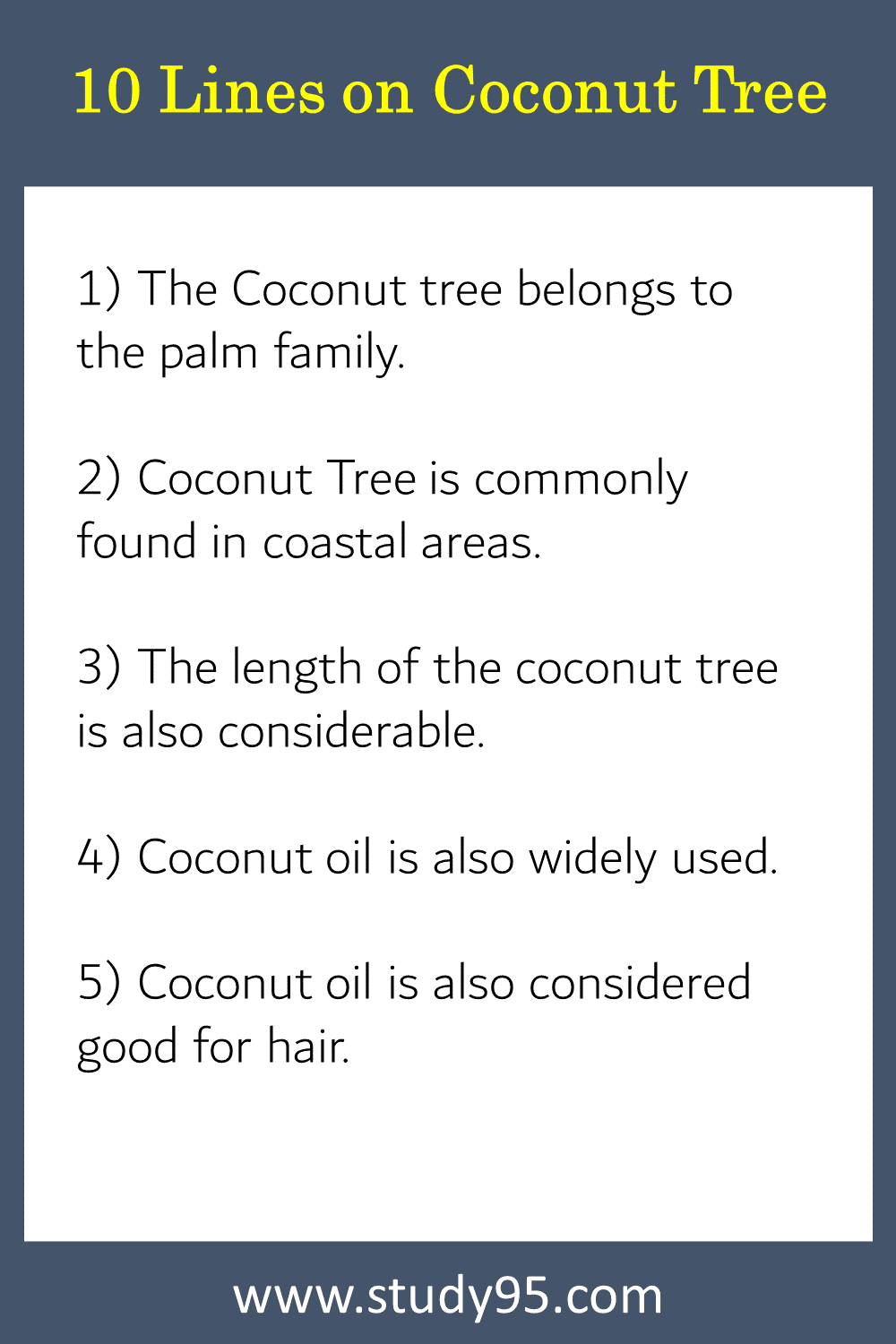 10 Lines on Coconut Tree