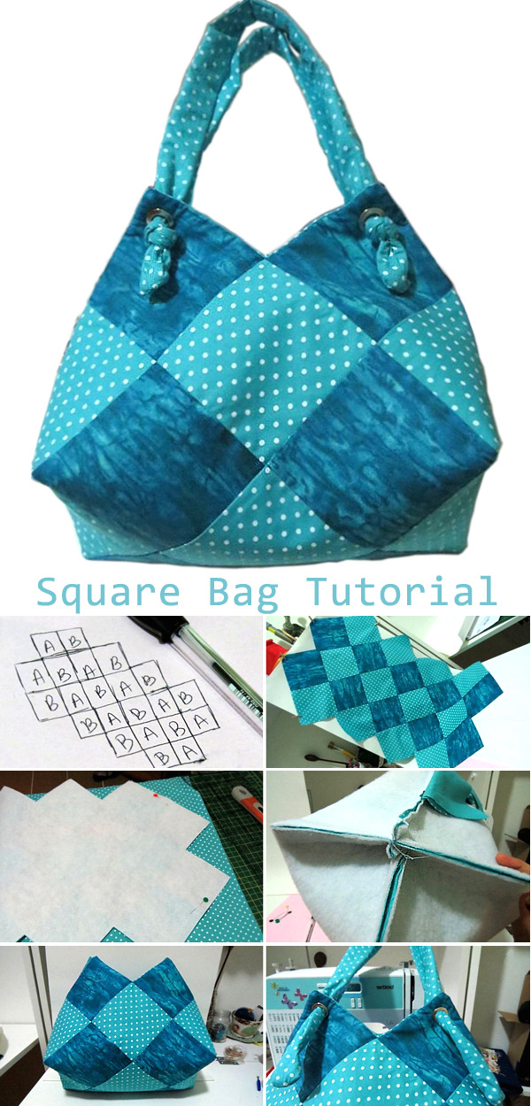 Beautiful bag a sack of squares. Tutorial DIY Tutorial Ideas!