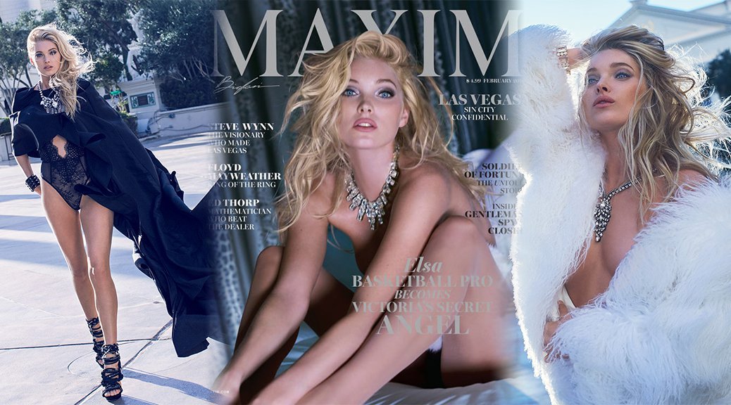 Elsa Hosk appears on Maxim magazine cover (February 2016)