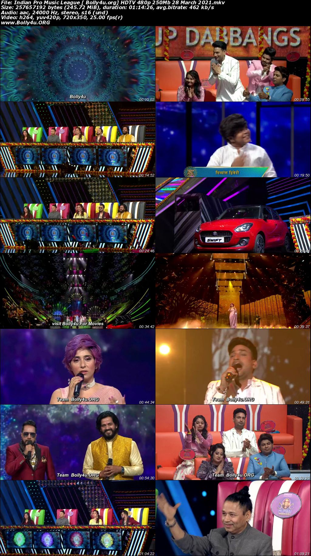 Indian Pro Music League HDTV 480p 250Mb 28 March 2021 Download