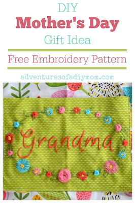 DIY Mother's Day Gift Idea with Free Embroidery Pattern