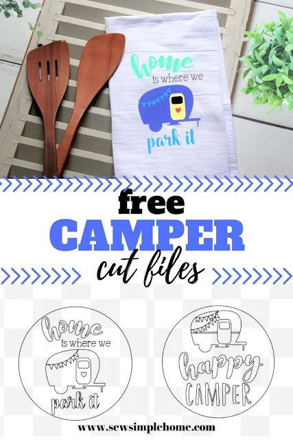 free happy camper svg cut files for Cricut and Silhouette cutting machines