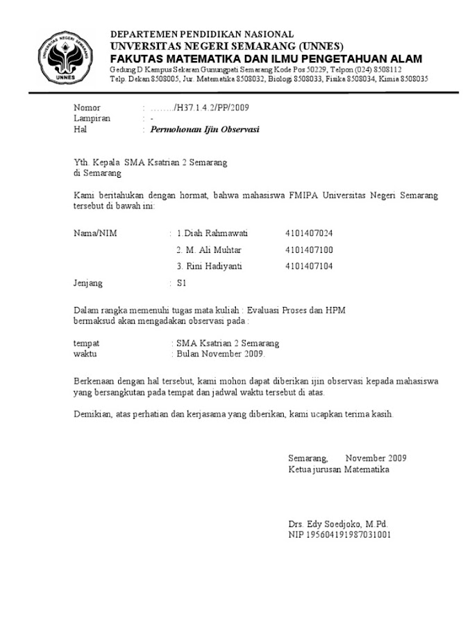 Contoh Surat Izin Observasi Ke Sekolah Sd Contoh Surat Izin Observasi Ke Sekolah Sd