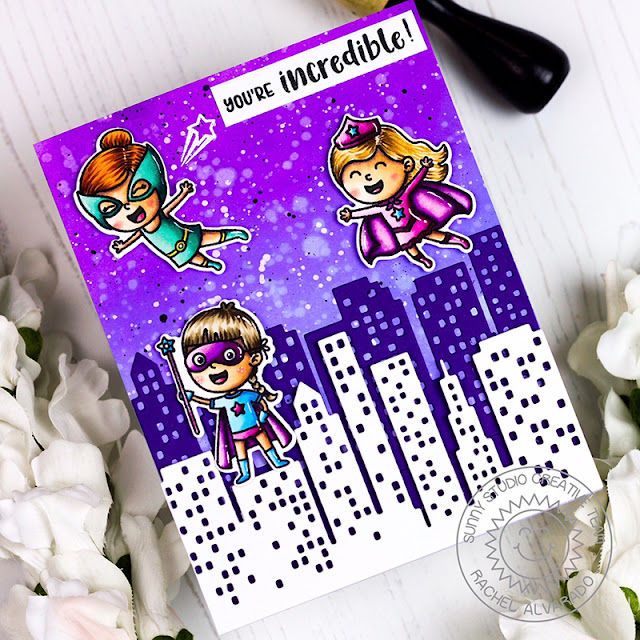Sunny Studio Stamps: Super Duper Cityscape Border Dies Super Hero Themed Card by Rachel Alvarado Sunny Studio Stamps: Super Duper Cityscape Border Dies Super Hero Themed Card by Rachel Alvarado