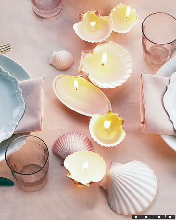 These seashell candles are great for a beach themed dinner party.