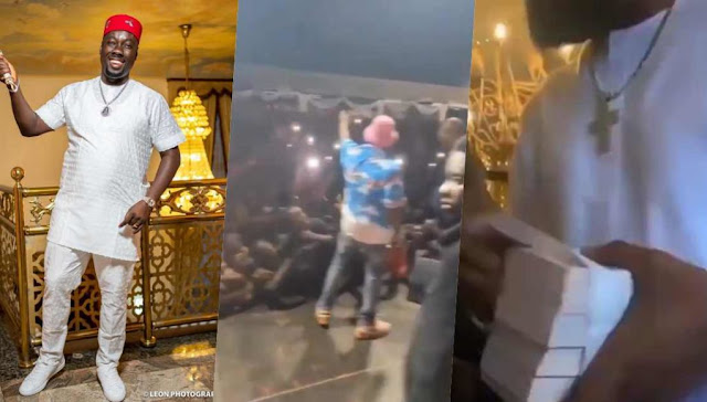 Moment as Davido, Dbanj, Emoney and others storms Obi Cubana's mother's burial (Videos)