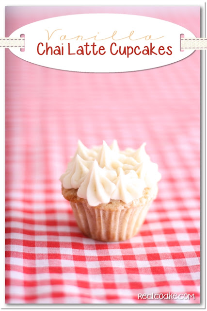 mini chai latte cupcake on gingham cloth