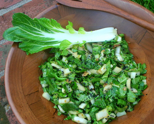Bok Choy Salad with Chinese Dressing ♥ AVeggieVenture.com, simple and sumptuous. Vegan. Quick. A great change of pace and a great base begging for adaptation.