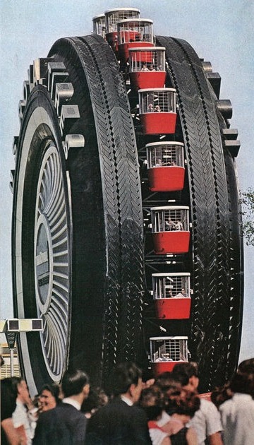 Большая Шина Uniroyal Giant Tire на EXPO-1964 в Нью-Йорке Большая Шина Чёртово Колесо на EXPO-1964 в Нью-Йорке