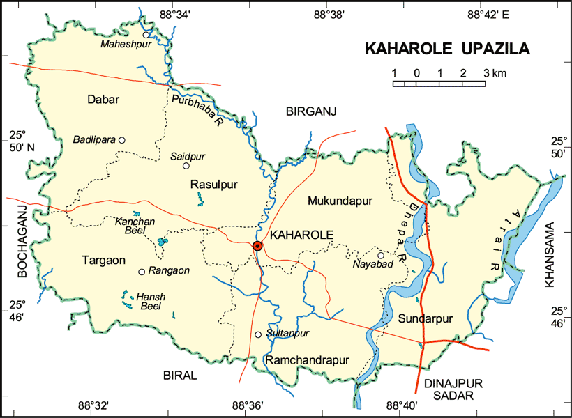 Kaharol Upazila Map Dinajpur District Bangladesh