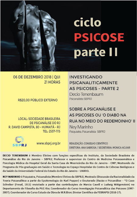 Sociedade Brasileira de Psicanálise do RJ promove evento sobre Psicose  