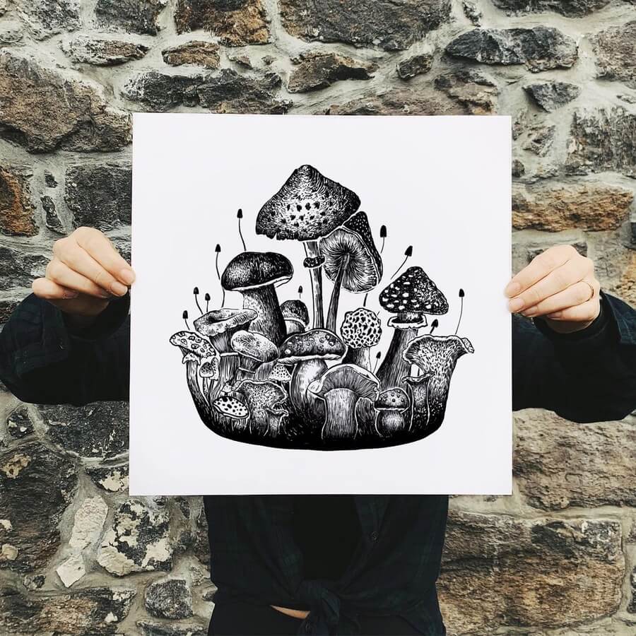 08-Mushrooms-having-a-party-Kaari-Selven-www-designstack-co