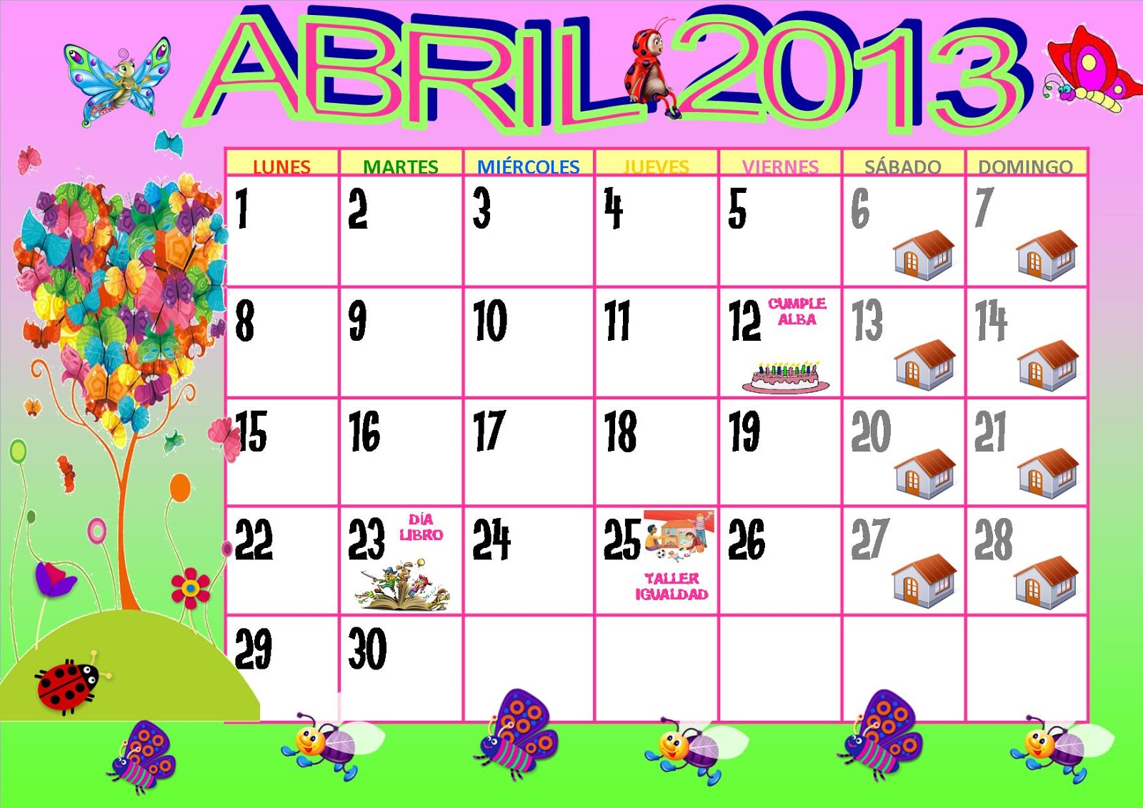 Calendario Nombres Abril - IMAGESEE