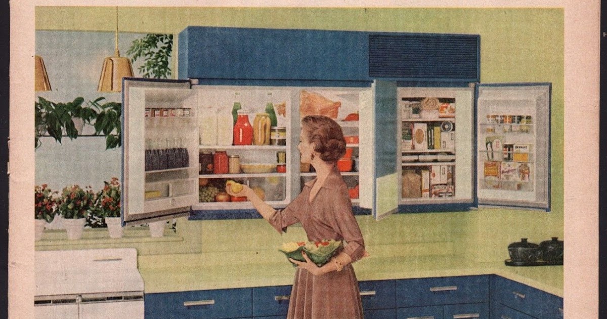 1956 GENERAL ELECTRIC Wall Fridge Freezer Ad DIDN'T CATCH ON