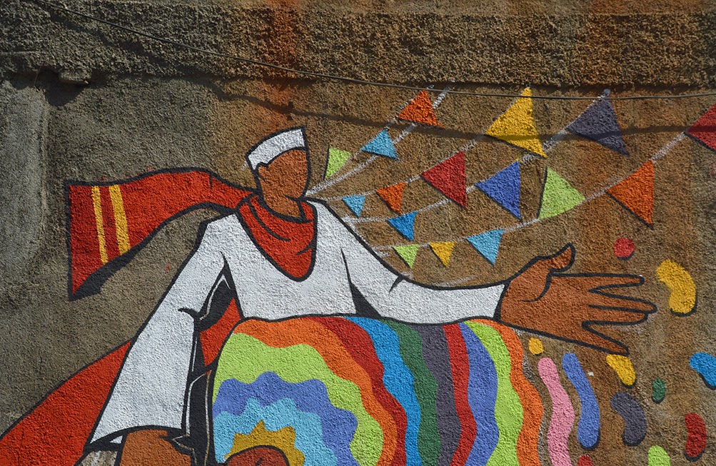 Pune Street Art Project Mural Kasba Peth dhol pathak