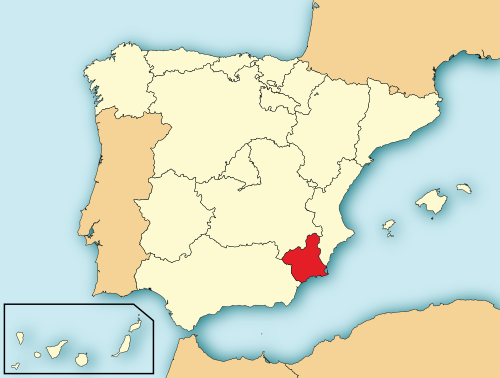 Location of Murcia in Spain
