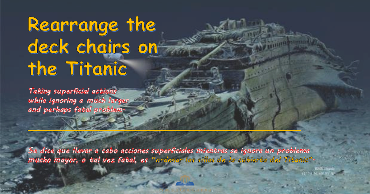 Estantes en el aula Idioms (CXXVII) "To rearrange the deck chairs on
