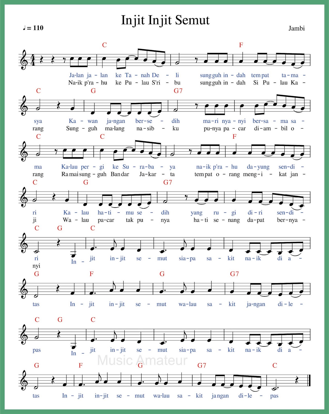 Lagu Daerah Injit Injit Semut