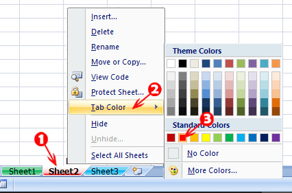 change the color of the sheet tab