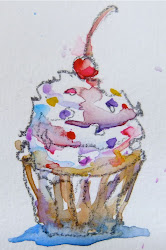 cupcake birthday watercolor cake artist happy cards watercolour nora macphail paintings watercolours paint drawing cupcakes noramacphail june