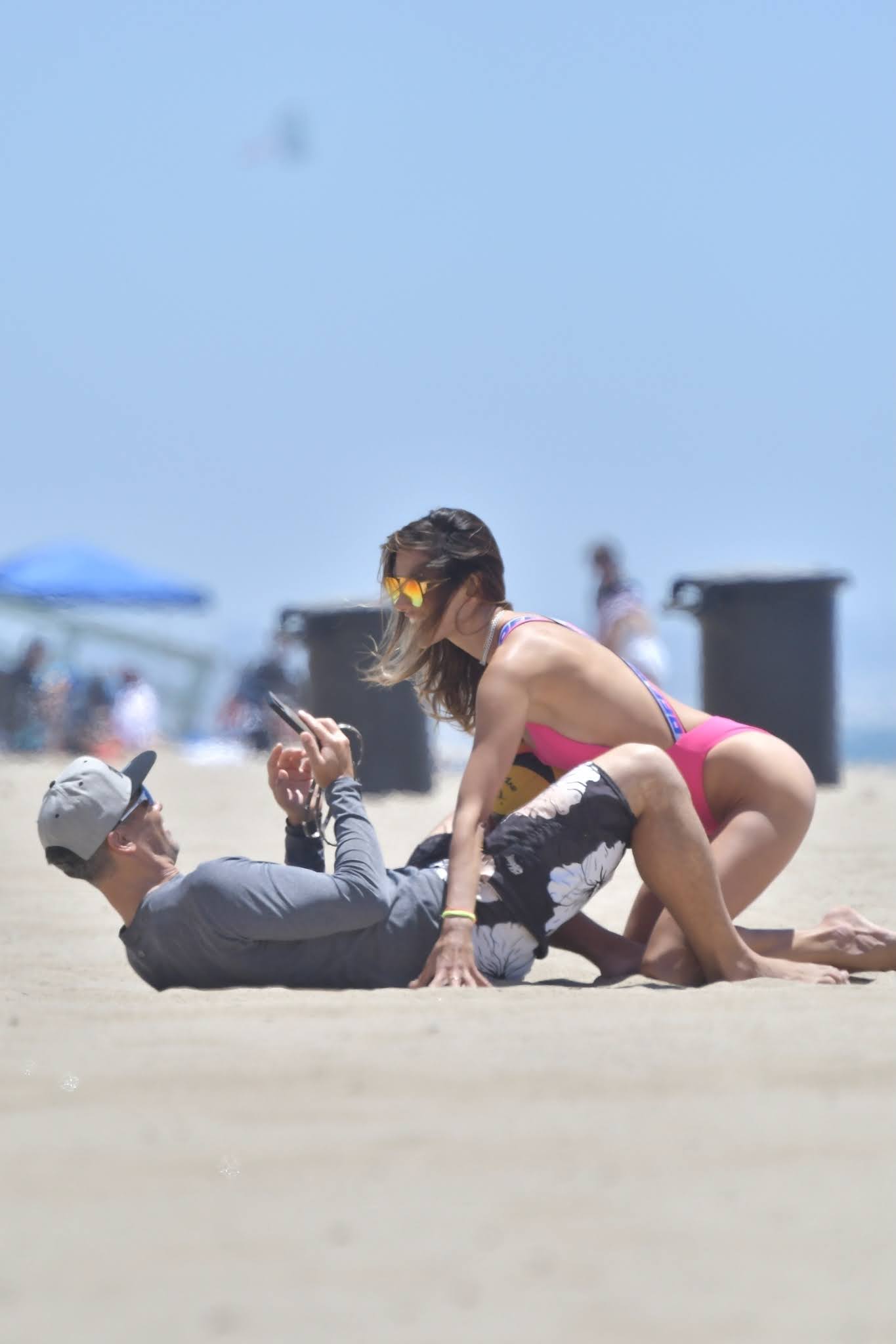 Alessandra Ambrosio Enjoys another weekend of beach volleyball with her boyfriend and friends in Santa Monica
