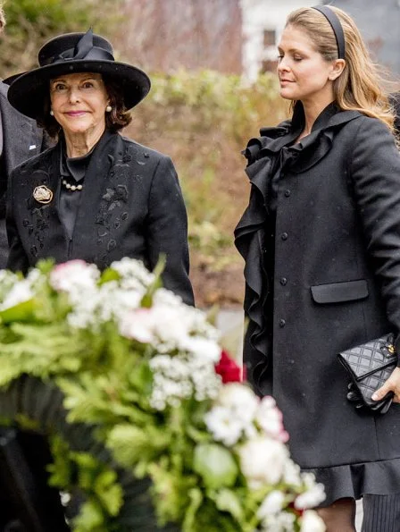 Queen Margrethe, Princess Mary, Princess Marie, Princess Madeleine, Queen Silvia, Queen Maxima, King Willem, Queen Sonja, Queen Anne-Marie at funeral of Prince Richard